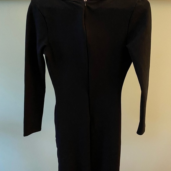 Women’s black long sleeve midi dress with lace up detail - Picture 3 of 4